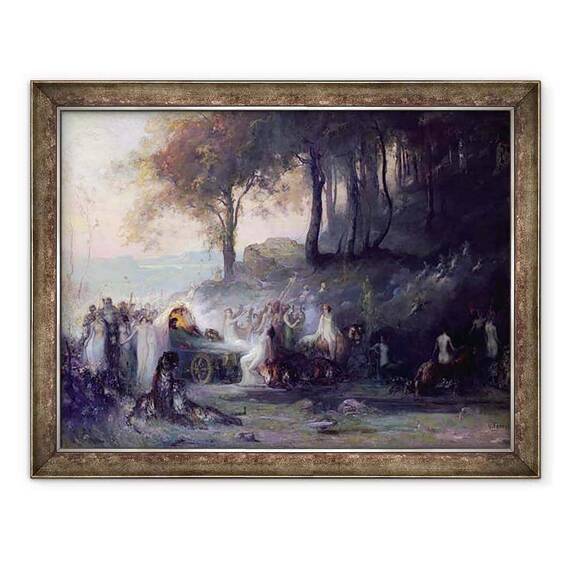 Tablou inramat - Henri Foreau - O procesiune pagana - - Roveli