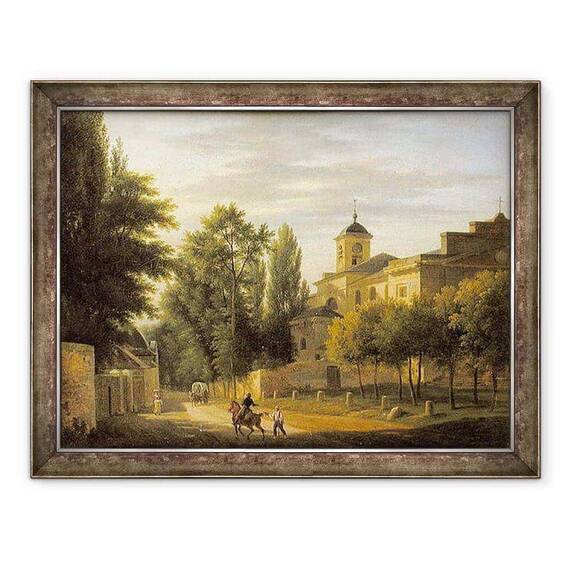 Tablou inramat - Jean Baptiste Gabriel Langlace - Vedere a Bisericii Ville dAvray in c.1820 - - Roveli