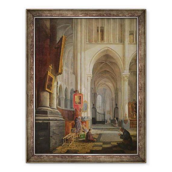Tablou inramat - Hippolyte Joseph Cuvelier - Interiorul Catedralei Sf. - - Roveli