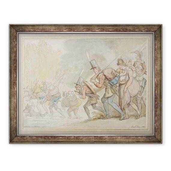 Tablou inramat - Thomas Rowlandson - Soldatii pe un martie - - Roveli