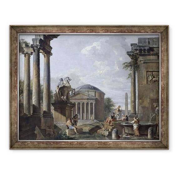 Tablou inramat - Giovanni Paolo Pannini - Peisaj cu ruine romane - - Roveli