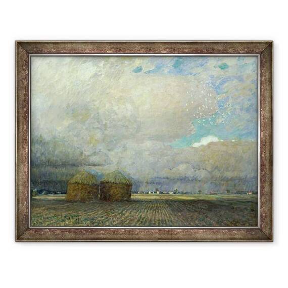 Tablou inramat - Leopold Karl Walter von Kalckreuth - Peisaj cu colibe - - Roveli