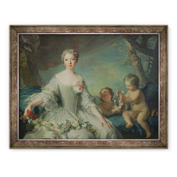 Tablou inramat - Jean-Marc Nattier - Portret presupus a fi Louise Diane dOrleans 1716-36 ca Flora - - Roveli