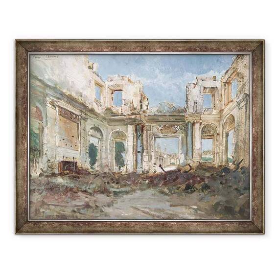 Tablou inramat - Pierre Tetar van Elven - Castelul Saint-Cloud dupa Foc - - Roveli
