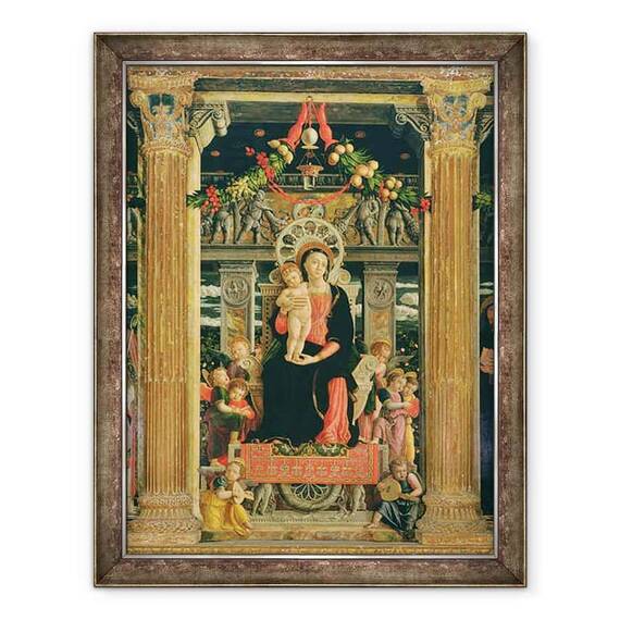 Tablou inramat - Andrea Mantegna - Fecioara si Copil cu ingeri, panou central din Altarul Sfantului Zeno din Verona - - Roveli