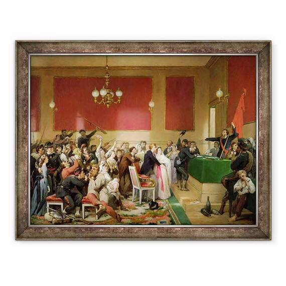 Tablou inramat - Paul-Felix Guerie - O nunta sub Comuna Paris din 1871 - - Roveli
