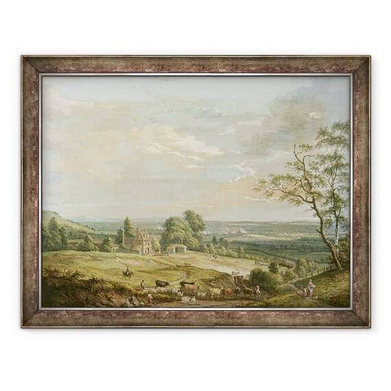 Tablou inramat - Paul Sandby - O vedere indepartata a Maidstone, de la Lower Bell Inn - - Roveli