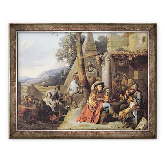 Tablou inramat - Sebastien Bourdon - Boemieni si soldati in repaus - - Roveli