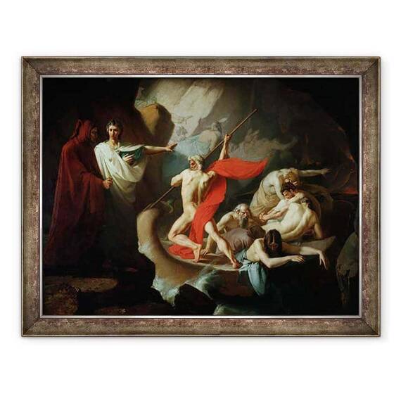 Tablou inramat - Konstantin Petrovich Pomerantsev - Charon Transmite Sufletele Mortilor peste Styx - - Roveli
