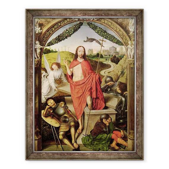 Tablou inramat - Hans Memling - invierea, panoul central din Triptic al invierii - - Roveli