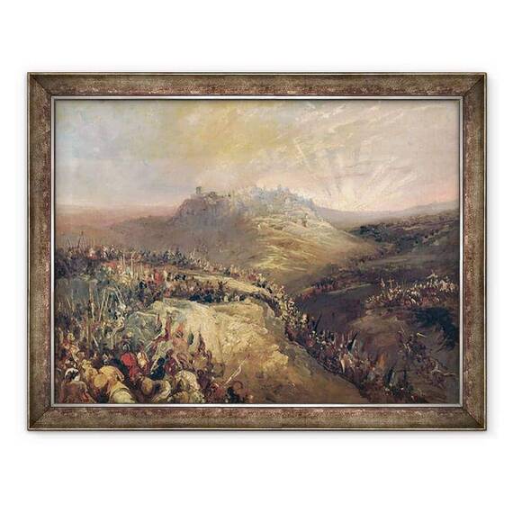 Tablou inramat - Eugenio Lucas Velazquez - Cruciatii inaintea Ierusalimului - - Roveli