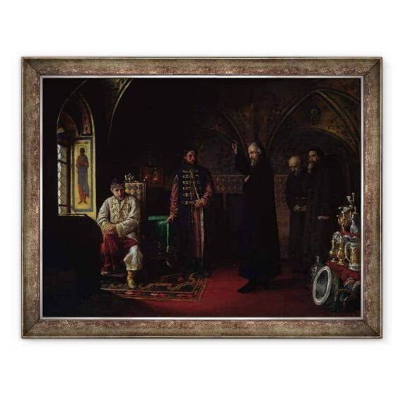 Tablou inramat - Jakov Prokopyevich Turlygin - Mitropolitul Filip al Moscovei 1507-90 cu tarul Ivan cel Groaznic 1530-84 - - Roveli