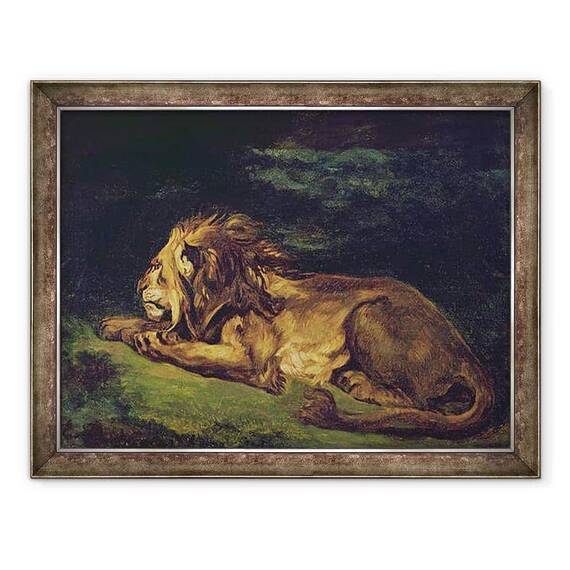 Tablou inramat - Ferdinand Victor Eugene Delacroix - Leul de odihna - - Roveli