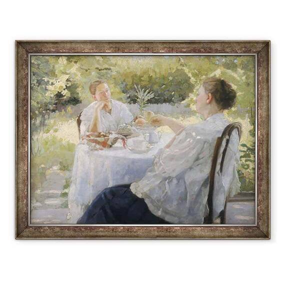 Tablou inramat - Lukjan Vasilievich Popov - in gradina - - Roveli
