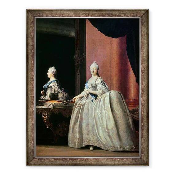Tablou inramat - Vigilius Erichsen - imparateasa Ecaterina II inaintea oglinzii - - Roveli