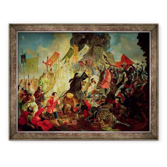 Tablou inramat - Karl Pavlovich Bryullov - Regele Stephan al IV-lea Batory asediaza Pskov in 1581 - - Roveli