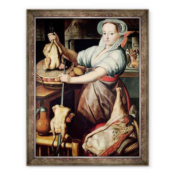 Tablou inramat - Pieter Aertsen - Martha pregateste cina pentru Isus - - Roveli