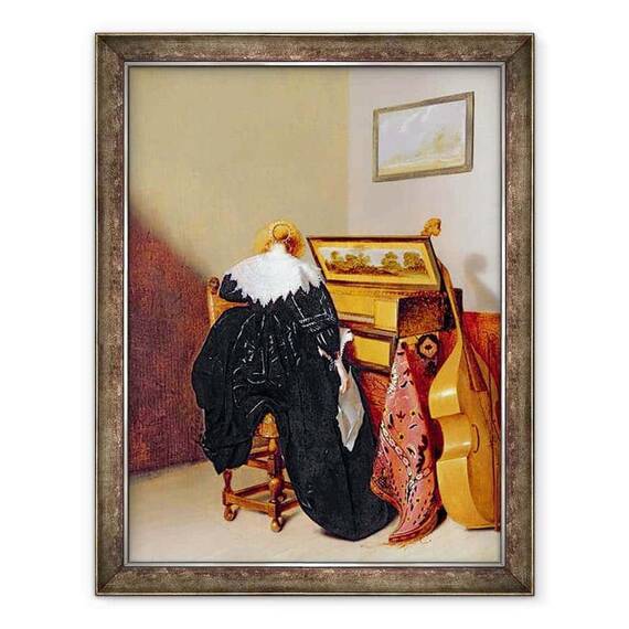 Tablou inramat - Pieter Codde - Doamna asezata langa un Virginal - - Roveli