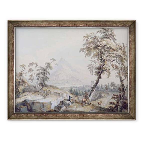 Tablou inramat - Paul Sandby - Peisaj Italian cu Calatori - - Roveli