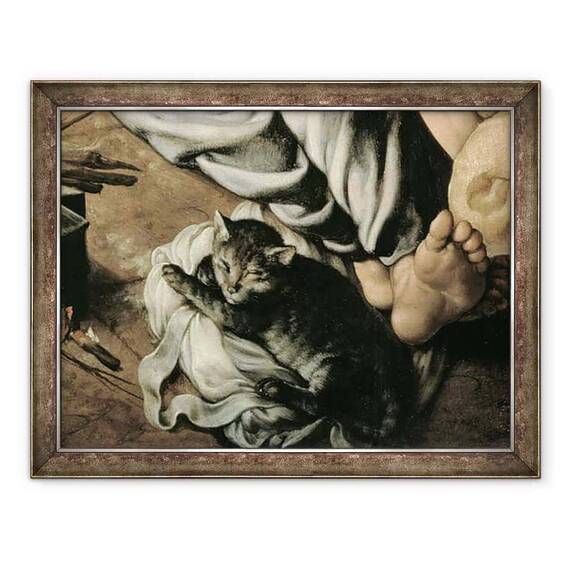 Tablou inramat - Jan Cornelisz Vermeyen - Sfanta familie in jurul focului I - - Roveli