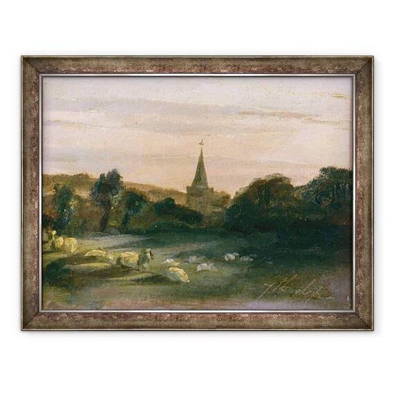 Tablou inramat - Thomas Churchyard - Biserica Stoke Poges ulei pe panou - - Roveli