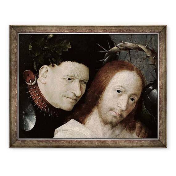 Tablou inramat - Hieronymus Bosch - Hristos a batjocorit incoronarea cu spini c.1490-1500 ulei pe panou - - Roveli