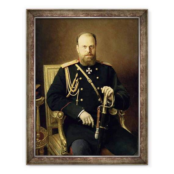 Tablou inramat - Ivan Nikolaevich Kramskoy - Portretul imparatului Alexandru al III-lea 1845-94 1886 - - Roveli