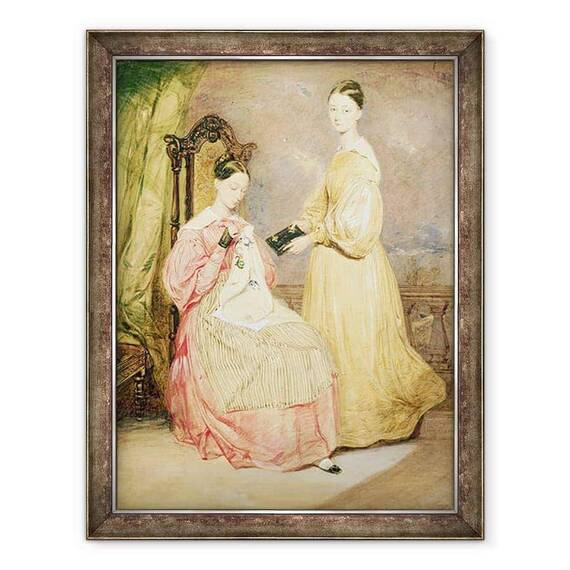 Tablou inramat - William White - Portretul lui Florence Nightingale 1820-1910 si sora ei, Frances Partenope d.1890 Lady Verney - - Roveli