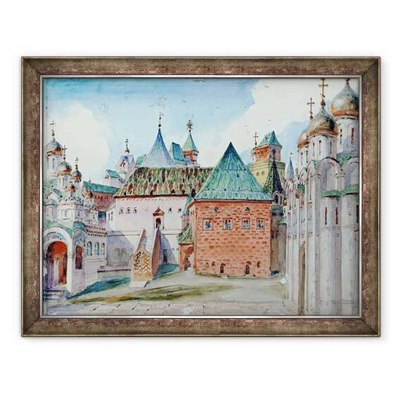 Tablou inramat - Vasilij Dmitrievich Polenov - Proiectare scena pentru opera lui Modest Mussorgsky Boris Godunov - - Roveli