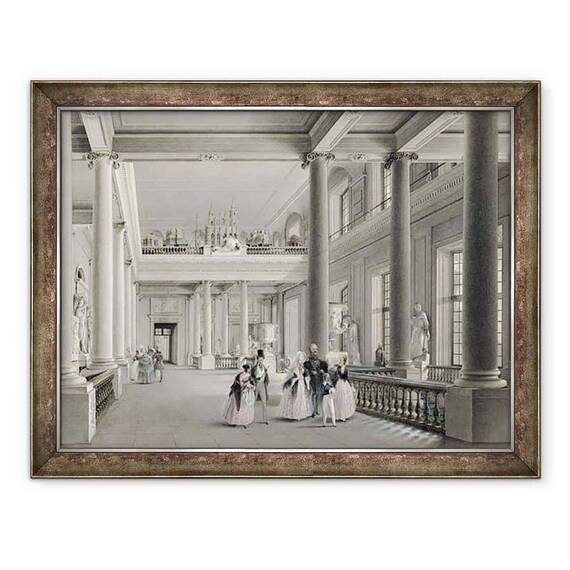 Tablou inramat - Vasili Semenovich Sadovnikov - Sala de intrare superioara a Academiei de Arte Frumoase din Sankt Petersburg - - Roveli