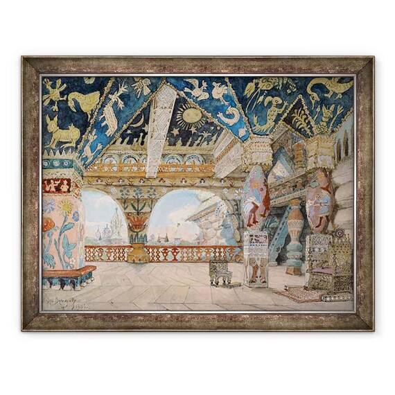 Tablou inramat - Victor Mikhailovich Vasnetsov - Proiectarea scenei pentru opera lui Nikolai Rimsky-Korsakov Fecioara de zapada - - Roveli
