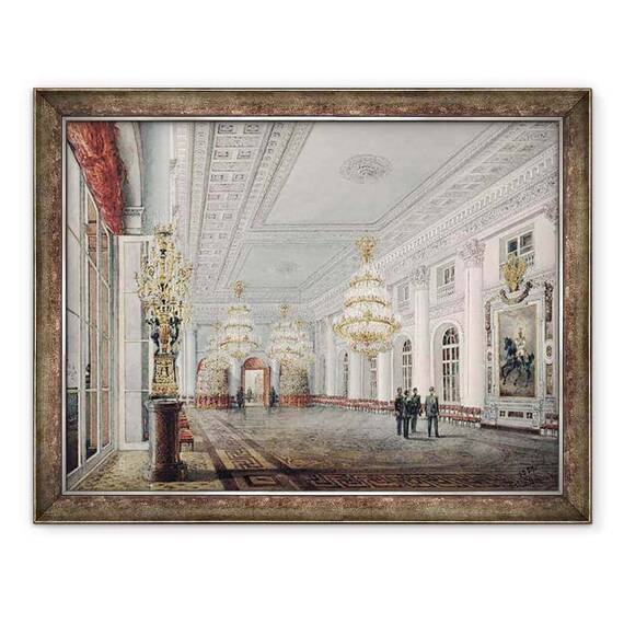 Tablou inramat - Vasili Semenovich Sadovnikov - Sala Mare, Palatul de Iarna, Sankt Petersburg - - Roveli
