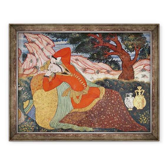 Tablou inramat - Scoala Persana - Femeia de la Curtea lui Shah Abbas I - - Roveli