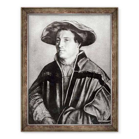 Tablou inramat - Hans Holbein the Younger - Portretul unui barbat cu o palarie rosie - - Roveli