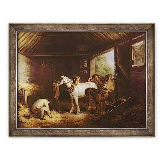 Tablou inramat - George Morland - intr-un grajd - - Roveli