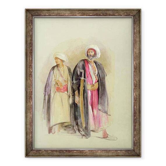 Tablou inramat - John Frederick Lewis - seicul Hussein al lui Gebel Tor si al Fiului sau - - Roveli