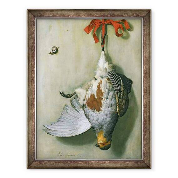 Tablou inramat - Hendrik de Fromantiou - Trompe loeil cu Partridge - - Roveli