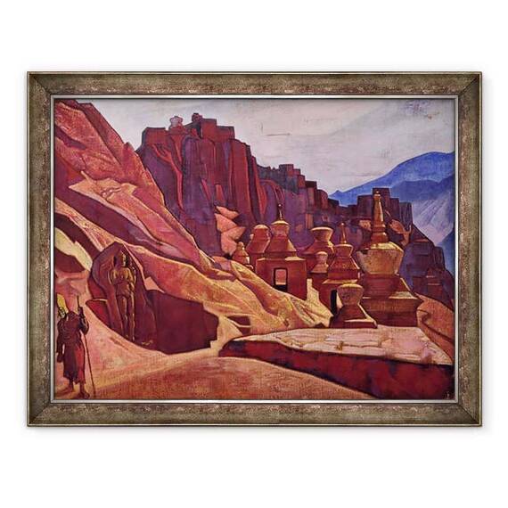 Tablou inramat - Nicholas Roerich - Manastirea Bonpo din Tibet - - Roveli