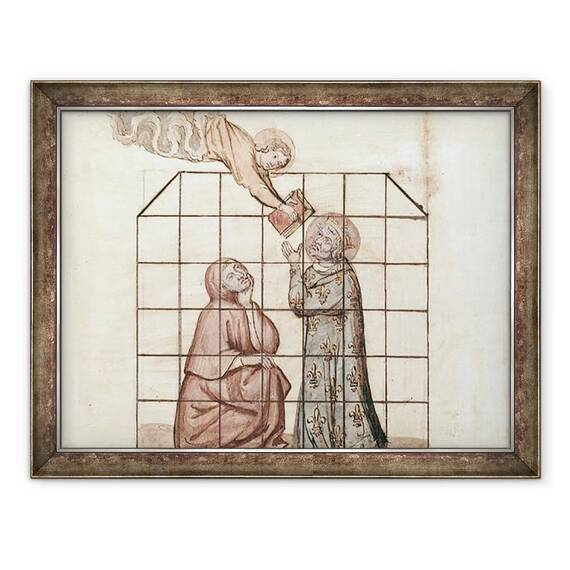 Tablou inramat - Scoala franceza - Doamna 1779 fol.76v St. Louis inchis, din Memoires pour la vie de saint Louis - - Roveli