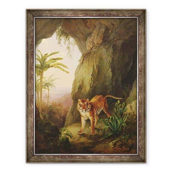 Tablou inramat - Jacques-Laurent Agasse - Tigru intr-o pestera - - Roveli