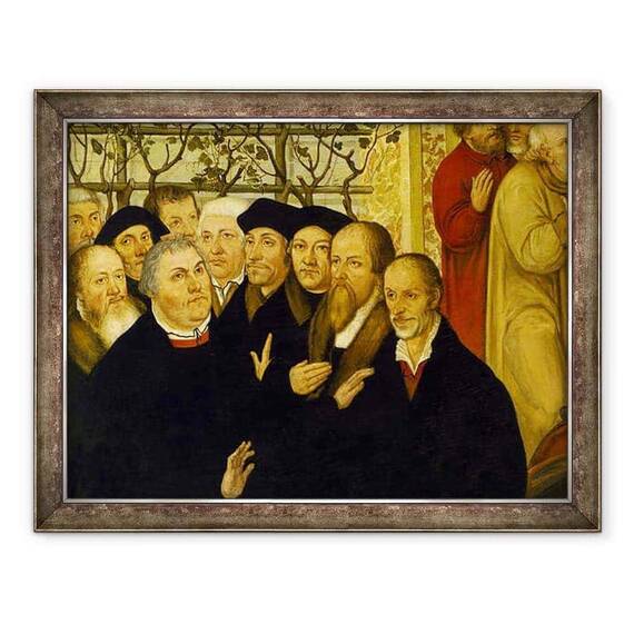 Tablou inramat - Lucas Cranach The Younger - Epitaful primarului din Meienburg arata grupul reformatorilor cu Martin Luther - - Roveli