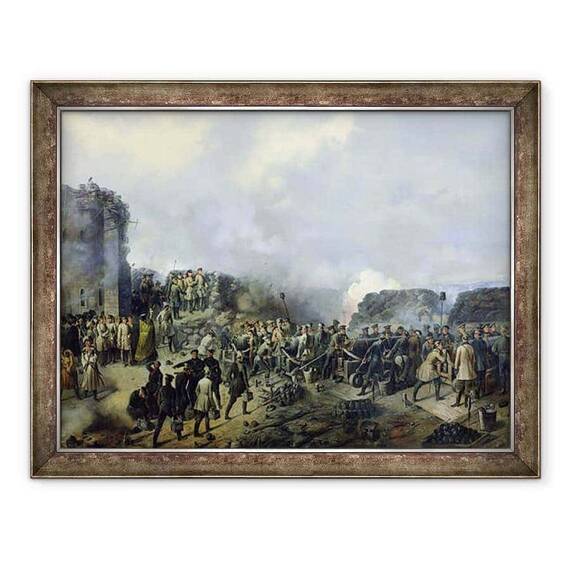 Tablou inramat - Grigory Shukayev - Batalia franceza-rusa de la Malakhov Kurgan in 1855 - - Roveli