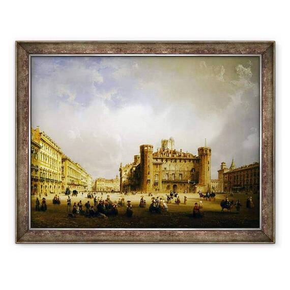 Tablou inramat - Carlo Bossoli - Piazza Castello, Torino - - Roveli