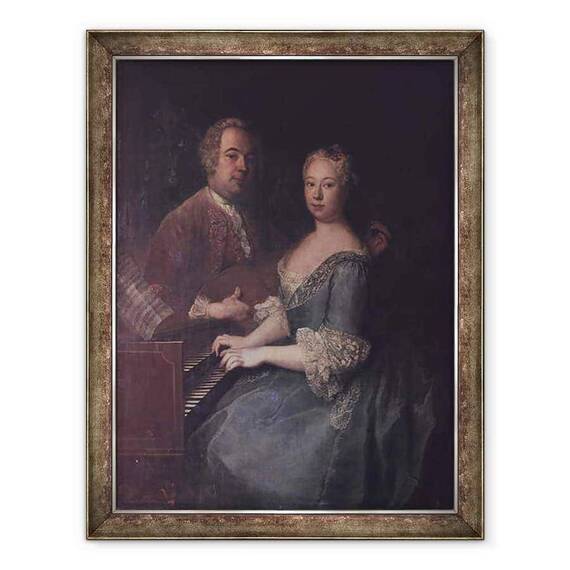 Tablou inramat - Antoine Pesne - Karl-Heinrich Graun si sotia sa Anna-Louise - - Roveli