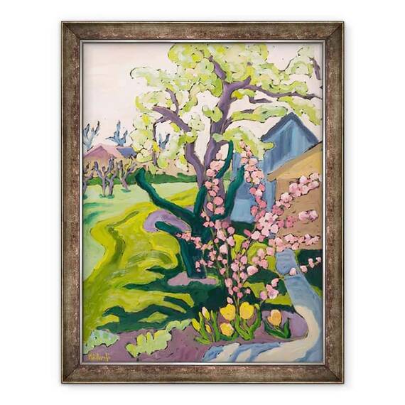 Tablou inramat - Marta Martonfi-Benke - Gradina in lumina amurg - - Roveli