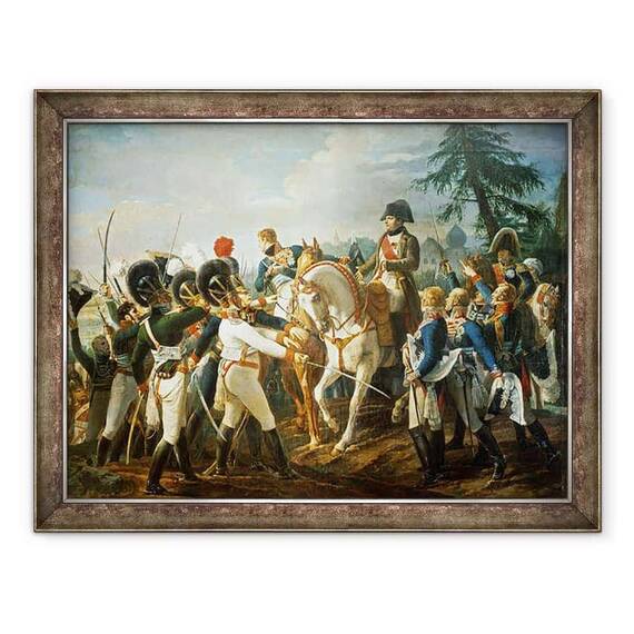 Tablou inramat - Jean Baptiste Debret - Napoleon si trupele bavareze si Wurttemberg din Abensberg - - Roveli