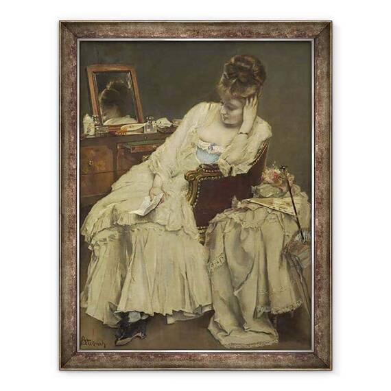 Tablou inramat - Alfred Emile Stevens - Amintiri si regrete - - Roveli