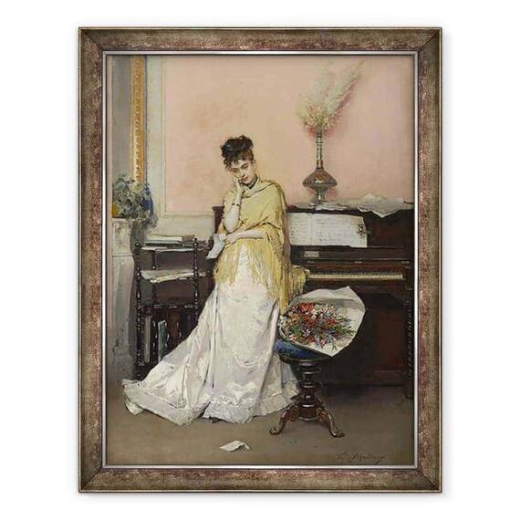 Tablou inramat - Raimundo de Madrazo y Garreta - Reverie - Scrisoarea - - Roveli