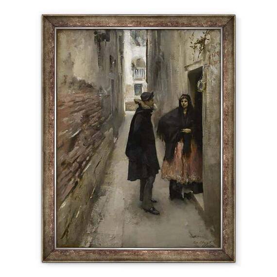 Tablou inramat - John Singer Sargent - O strada in Venetia - - Roveli