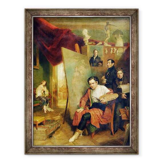 Tablou inramat - Wilhelm August Golicke - in studioul pictorului - - Roveli